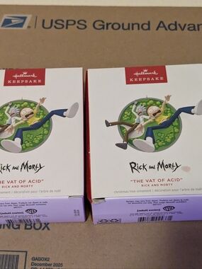 Set of 2 Hallmark Keepsake Rick and Morty "The Vat of Acid" Ornaments 2024